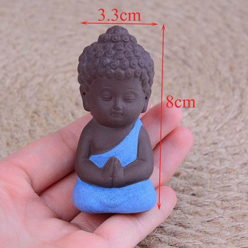 

1PCS Mini Chinese Buddhism Zen Monks Buddhism Small Statues Little Meditation Monk Miniature Craft Buddha Statues Clay