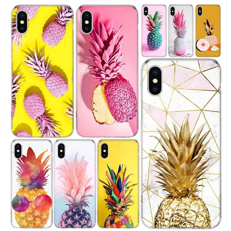 

Yellow Pineapple Pink Fruit Phone Case Cover For iPhone 13 11 Pro 12 Mini 7 8 6 6S Plus + XR X XS MAX SE 5 5S Art Customized