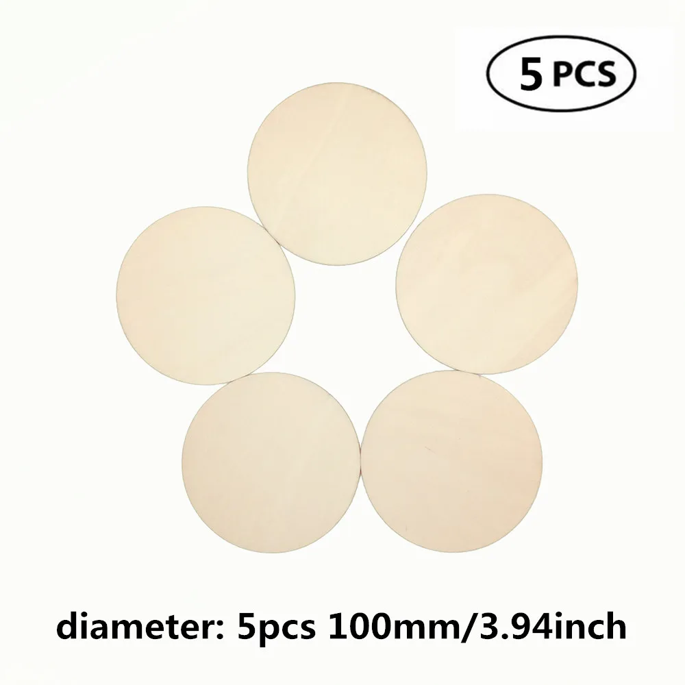 5pcs 100mm Натуральное пустое дерево кусочки ломтик круглый необработанные деревянные диски для поделок центральные деревянные DIY рождественские украшения - Цвет: 5pcs 100mm