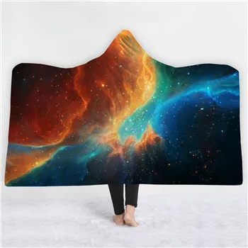 Прозрачный Dreamlike звездное небо Вселенная с принтом богемное одеяло с капюшоном для взрослых Мандала шерпа флисовое женское одеяло из микрофибры - Цвет: Прозрачный