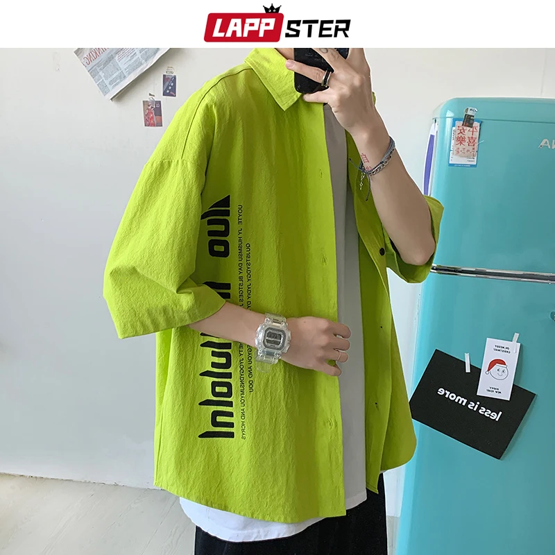 Рубашка LAPPSTER Мужская в стиле Харадзюку дизайнерская винтажная уличная одежда