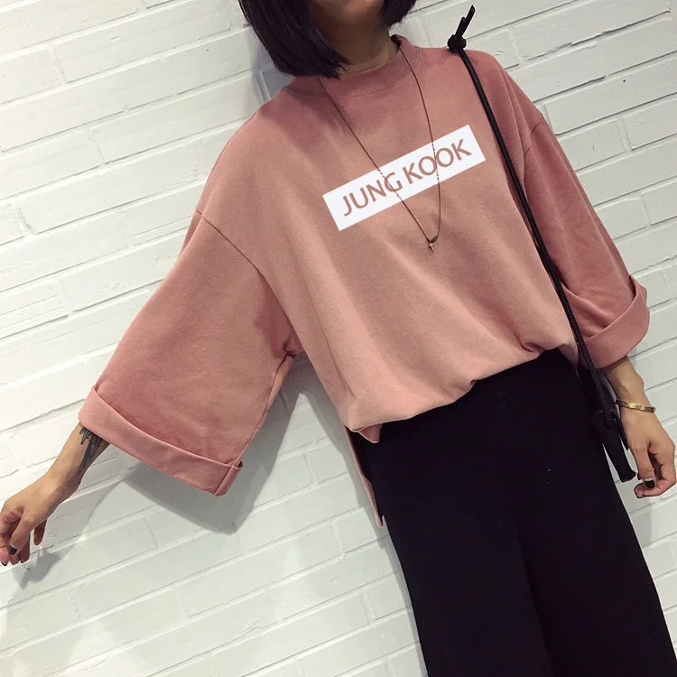 Kpop альбом с широкими рукавами длинными футболка короткими kpop Bangtan boys jin suga Love heart