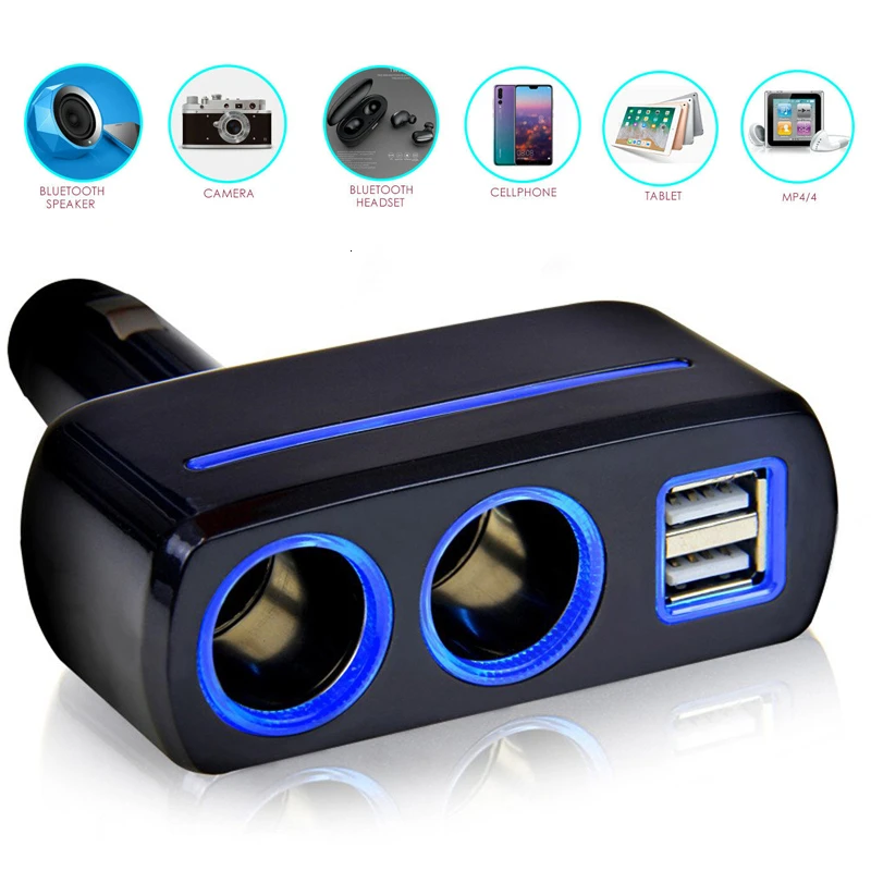 Автомобильный прикуриватель разветвитель Разъем конвертер Авто двойной USB 12-24 в 120 Вт светодиодный зарядное устройство адаптер питания для телефона MP3 DVR gps