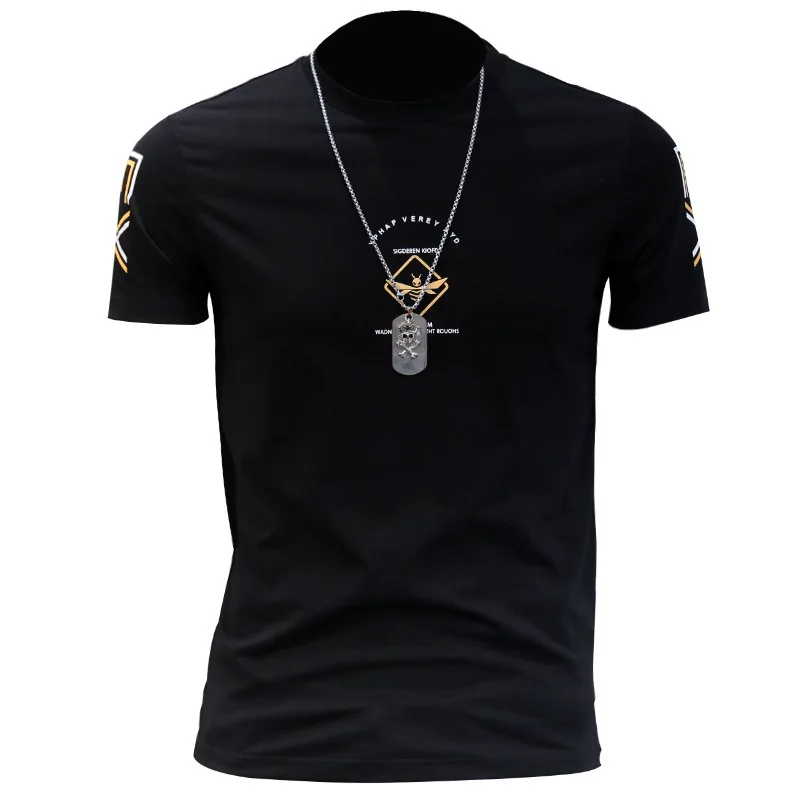 

Spring and Summer Tide Brand Printed Short-sleeved T-shirt Men's Korean Slim Body Shirt Round Neck Small Shirt Ins Half Sleeve