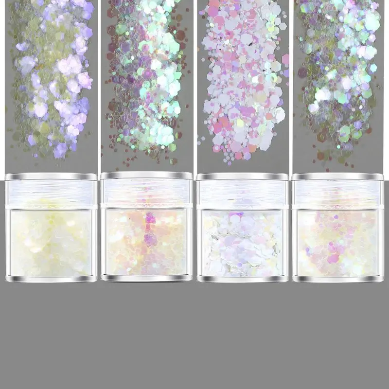 

4 Color Rainbow White Glitters Sequains Resin Pigment Fillings Kit Makeup Jewelry Fillings Nail Art Decor Jewelry Making