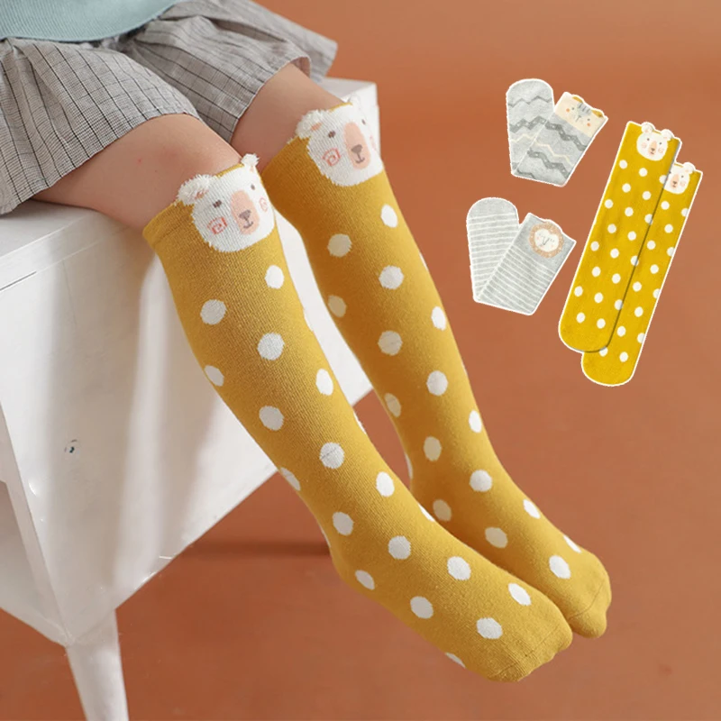 Детские носки для маленьких девочек с мультяшными животными Модные Полосатые