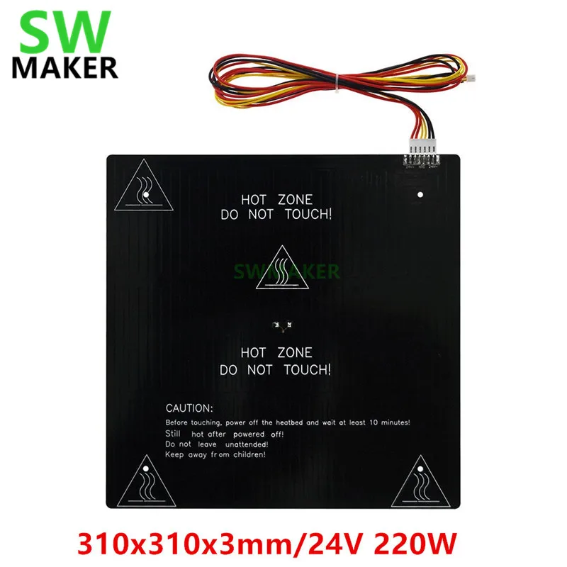 24V 220W широкоформатной печати Размеры 310*310*3 мм Алюминий с подогревом обновлен