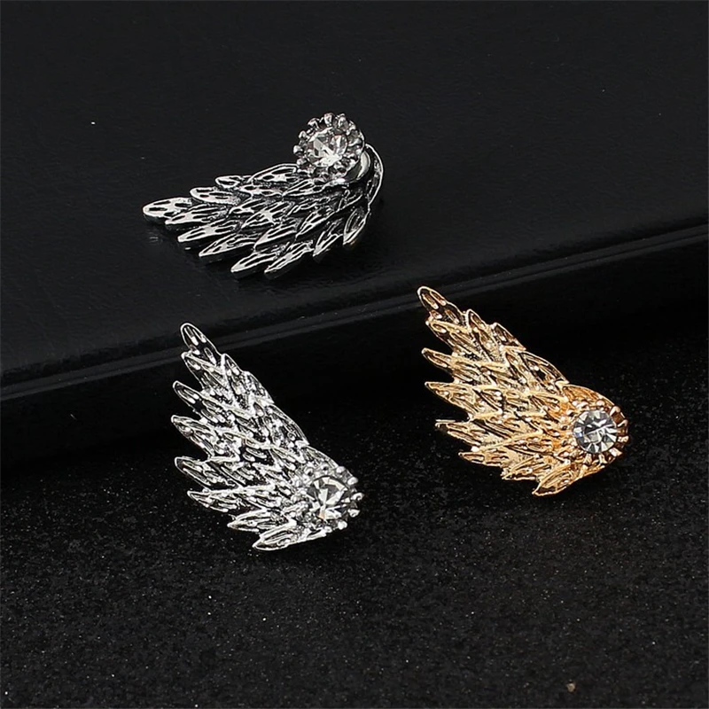 

Exquisite Women Diamond Feather Wing Alloy Stud Earrings Statement Jewelry Gifts