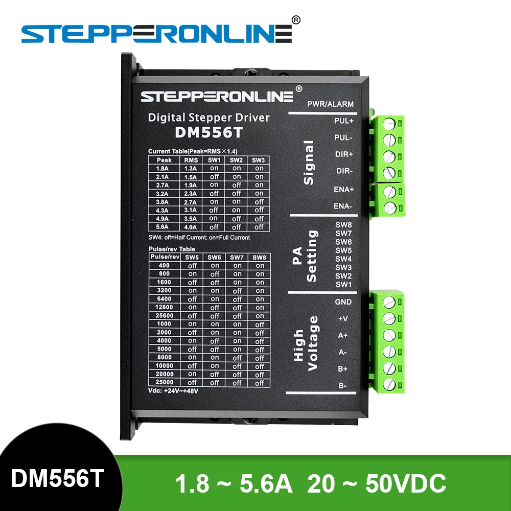 Драйвер шагового двигателя STEPPERONLINE DM556T 20-50 В постоянного тока 1 8 ~ 24/34 А цифровой