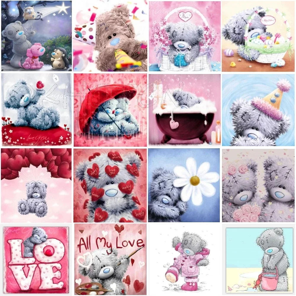 

5D Diamond Painting Cute Animals Teddy Bear Round Diamond Embroidery Mosaic Home Decoration Pattern Diy Handmade New Year Gift