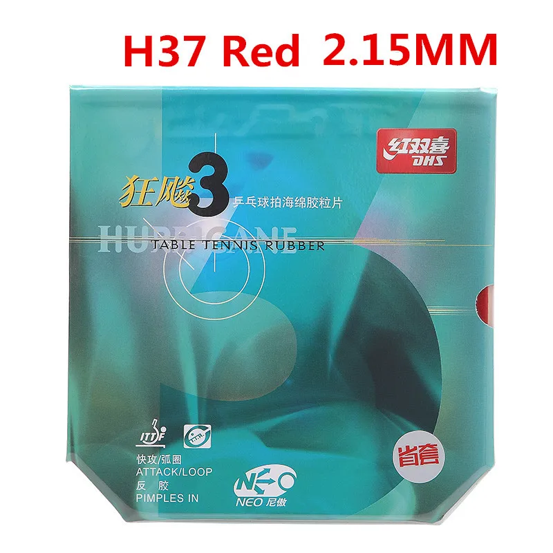 Red H37 2.15MM DHS Provincial Hurricane 3 NEO 37 градусов задняя рука пипс-в настольный теннис резиновый пинг-понг Прыщи с губкой Tenis De Mesa - Цвет: Red H37 2.15MM