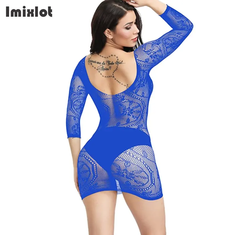 Сексуальное женское нижнее белье в сеточку соблазнительное мини-платье боди