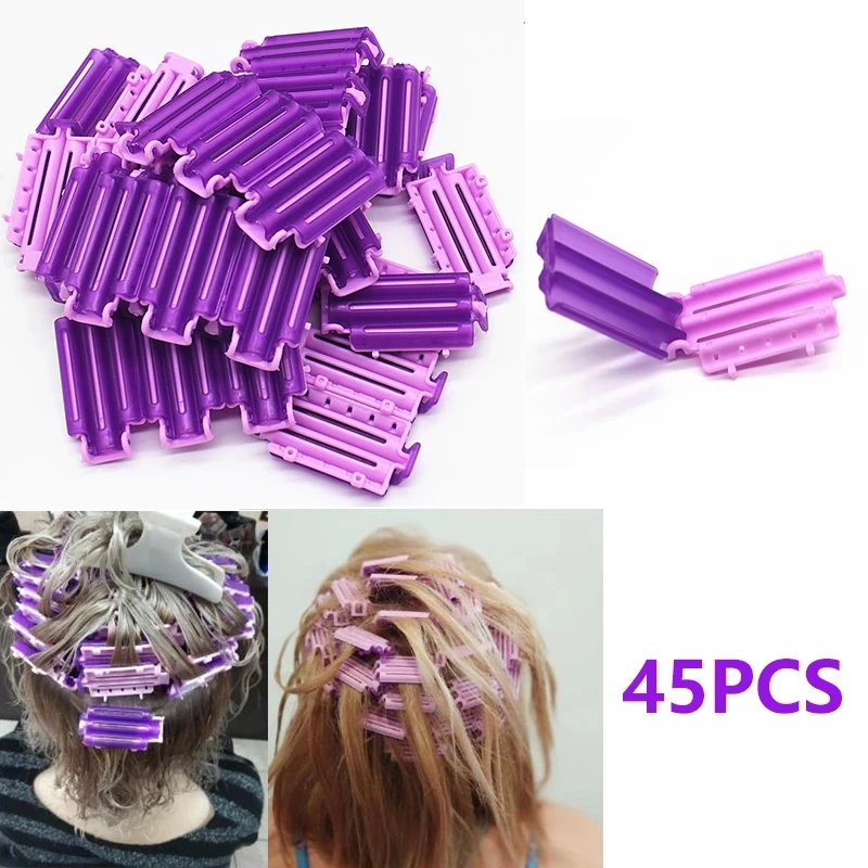 

45/30/15pcs Hair Rollers Root Fluffy Clamps Wave Perm Rod DIY Bars Corn Clips Hair Curler Curling Curlers Styler for Women Girls