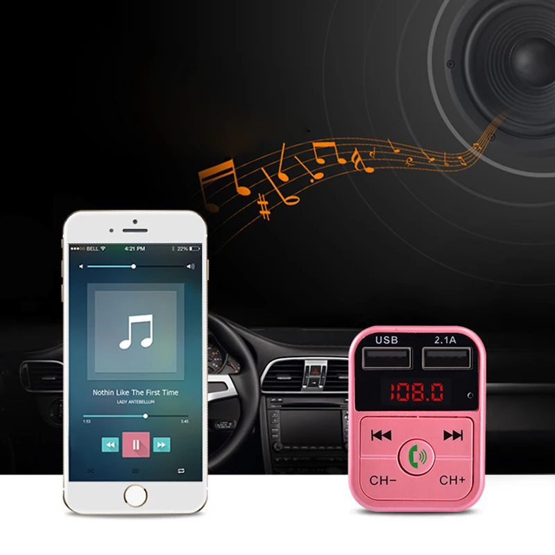 

FM Transmitter Wireless Bluetooth Car Kit Handsfree Car MP3 Audio Music Player Dual USB Radio Modulator Car Kit 2.1A USB Charger