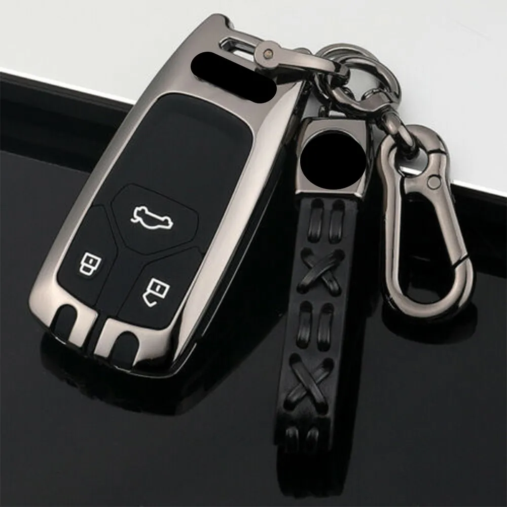 

Zinc Alloy Car Smart Remote Keychain Fob Cover Case Key Holder For AUDI A4 B9 Q5 Q7 TT TTS 8S 2016 2017 Car Styling Accessories