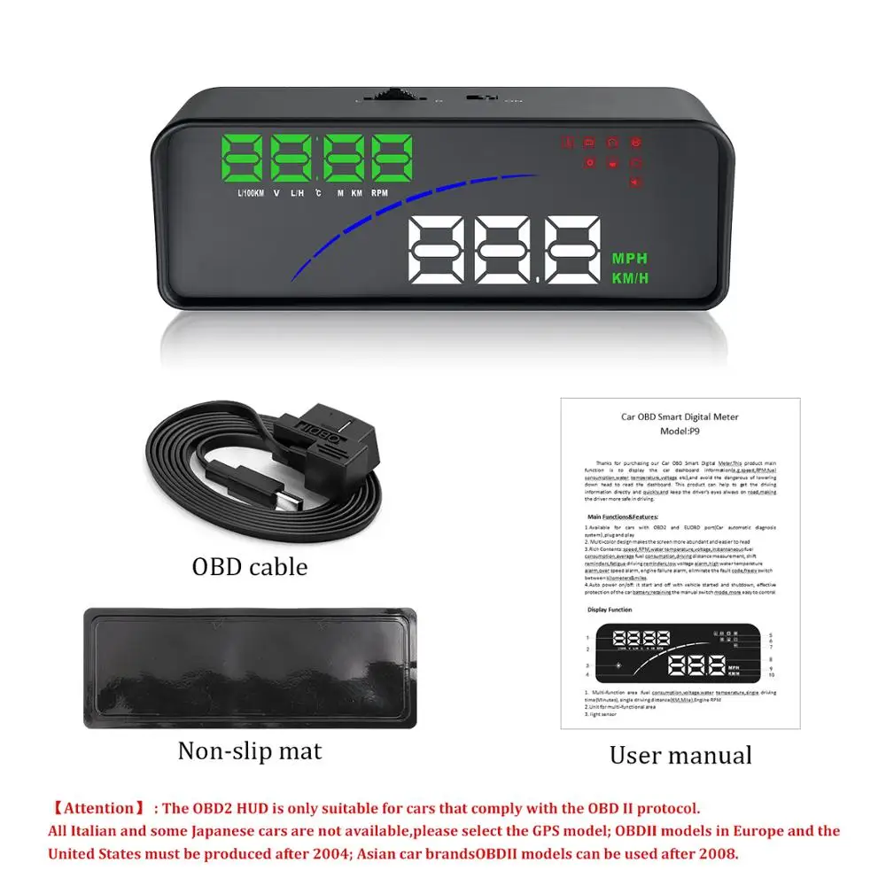 Проектор автомобильный P9 3 6 дюйма OBD2 HUD цифровой измеритель HD проектор