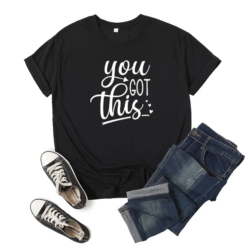 

You Got This Heart Print Women T Shirt Short Sleeve O Neck Loose Women Tshirt Ladies Tee Shirt Tops Clothes Camisetas Mujer