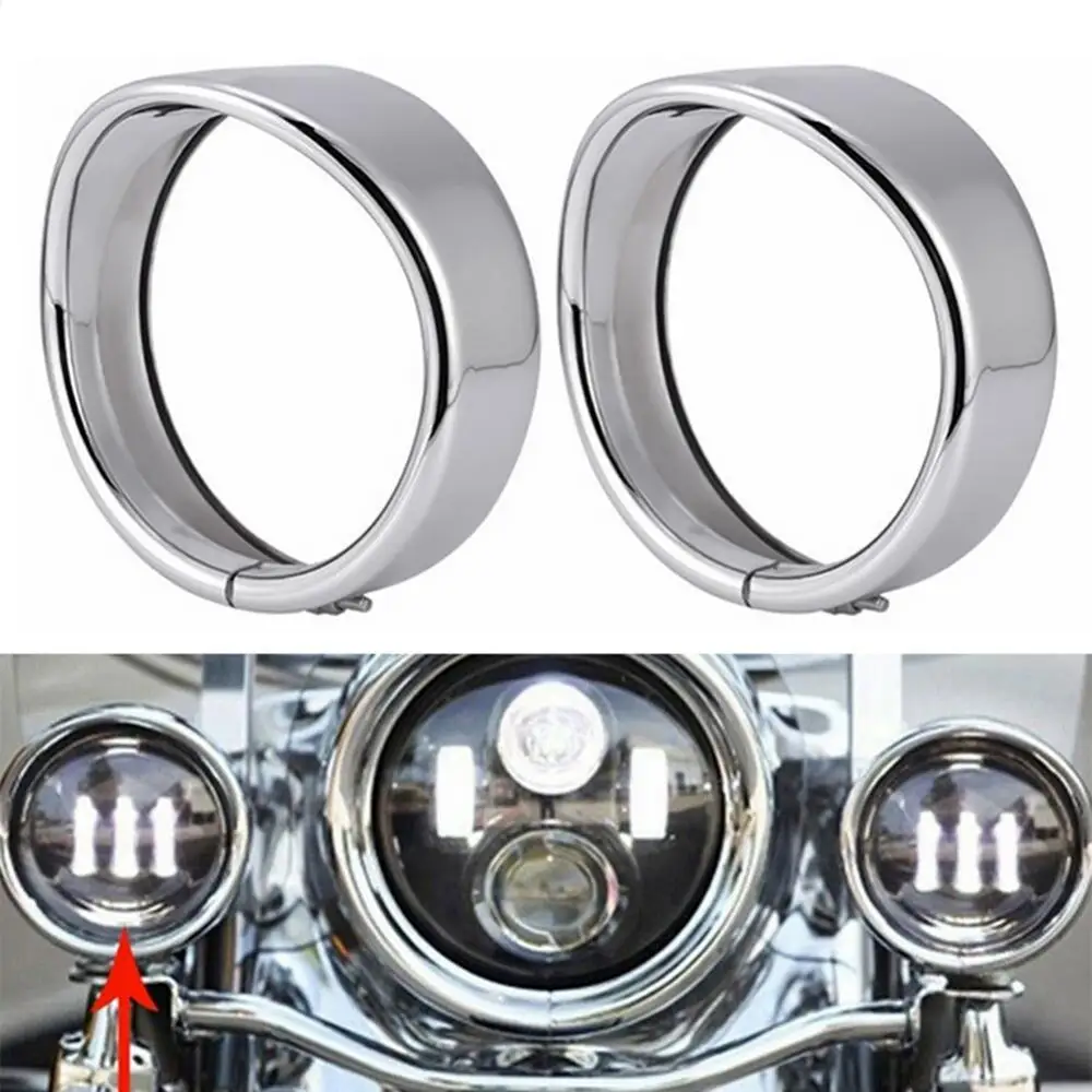 

2Pcs 4.5inch Protective Motorcycle Light Visor Style Passing Lamp Trim Ring Motorcycle Car Accessories