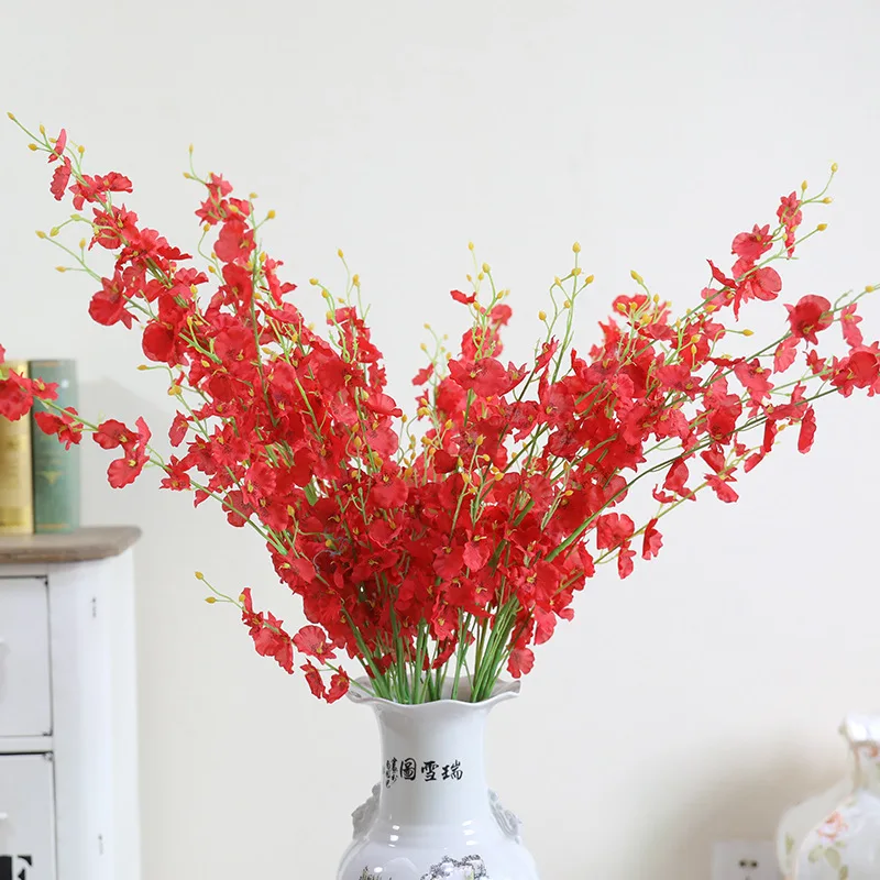 Beste 8 Kleuren Simulatie Dansen Oncidium Kunstzijde Orchidee Bloem 5 Takken Ontwerp Voor Hotel Wedding Home Decorations