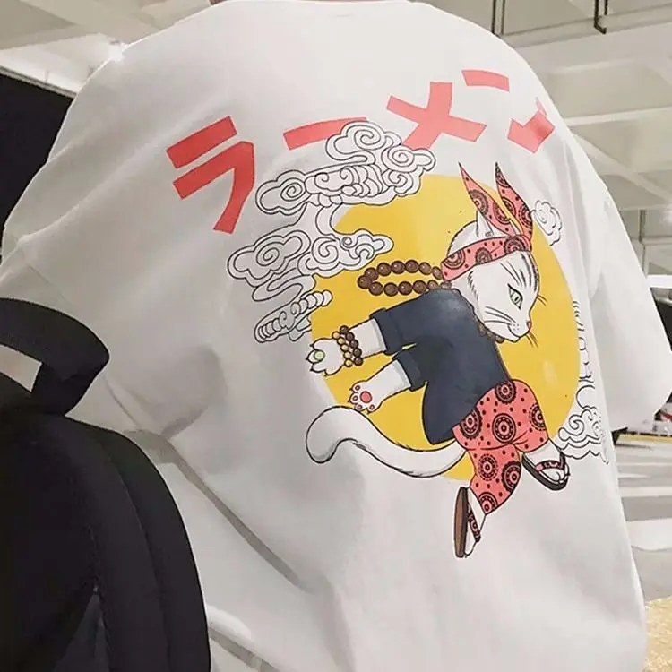 

Men's Short-sleeved T-shirt 2021 Summer Japanese-style Anime Cartoon Oversize Boys Round Neck Half-sleeved Trend Men's Clothing