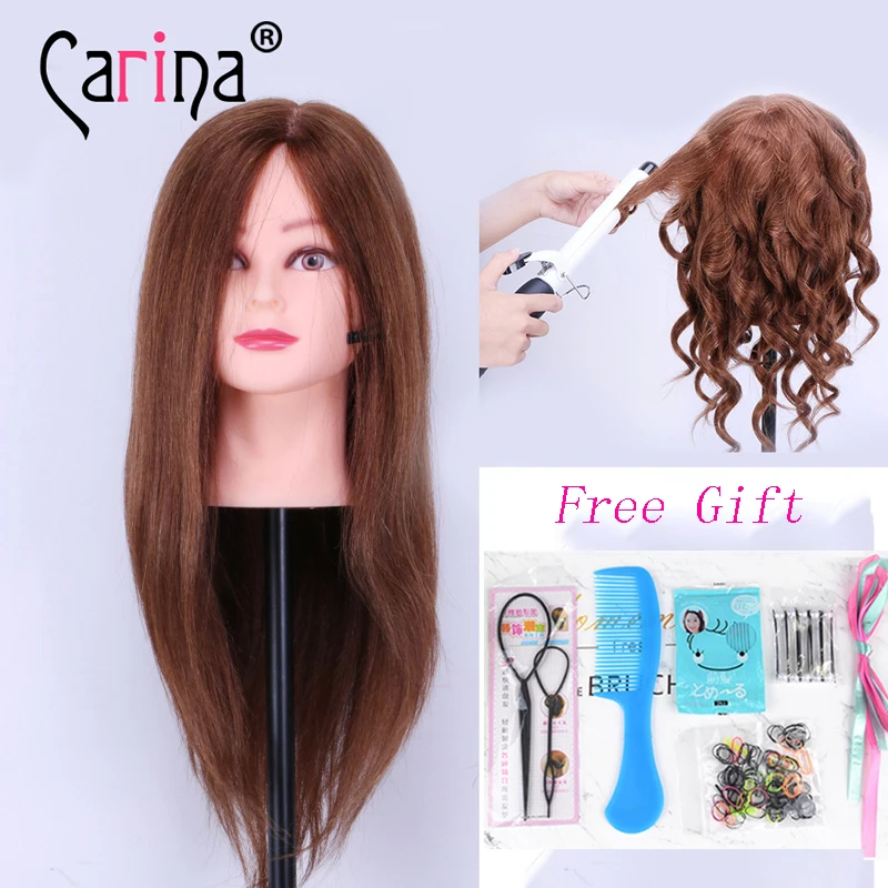 45 см 100% настоящие волосы голова куклы для обучения с натуральными волосами