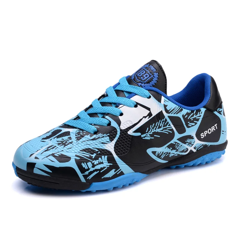 

Hot Sale Blue Graffiti Soccer Shoes Cheap Men TF Cleats Training Shoes Non-slip Male Football SneakersTurf Outdoor botas fútbol