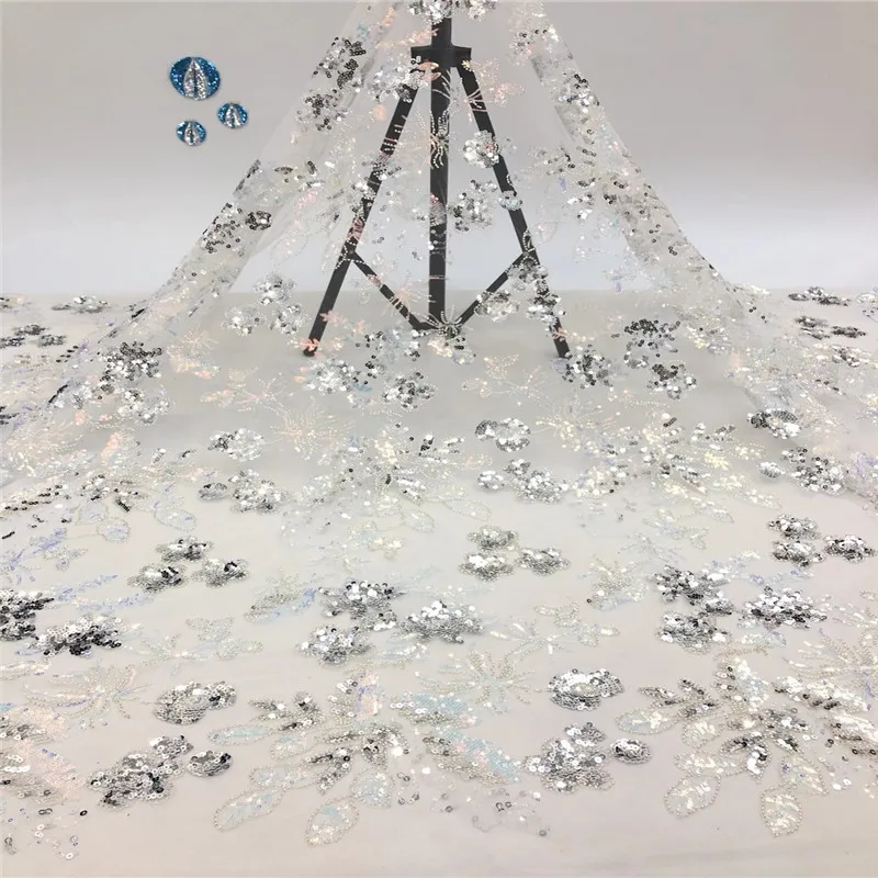 

Madison african mesh lace fabric embroidered french tulle fabric with beads handmade embroidery lace design for wedding dresses