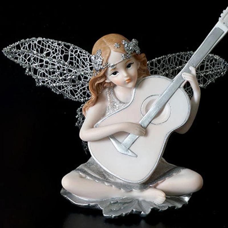 

Playing the Guitar Music Girl Angel Statues Resin Statue Art Sculpture Crafts Figure Home Decoration Desk Ornaments