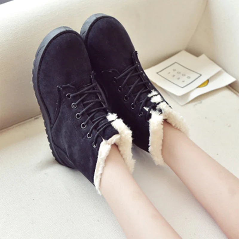 Ботинки женские зимние на шнуровке с круглым носком классические 2019 | Обувь