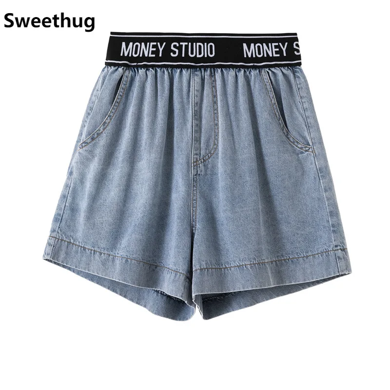 

2021 4XL summer plus size women's Korean denim shorts Western style elastic wide-leg hot pants shorts for women