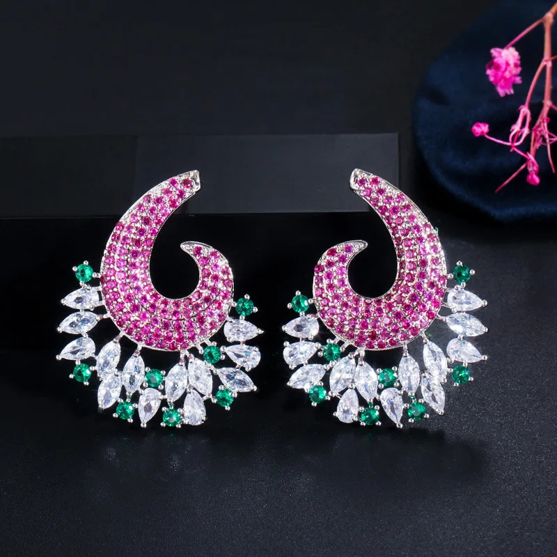 

3A Zircon Earrings Fashion Trend Full Diamond Earrings Super Flash Atmosphere S925 Silver Needle Jewelry for Women
