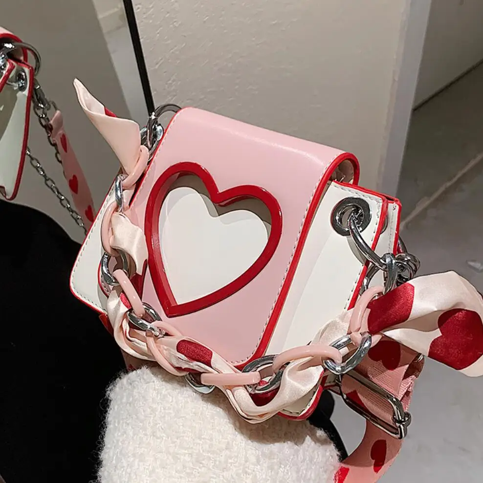 

Contrast color Small Totes With Ribbon Handle 2021 New PU Leather Women's Handbag Wide Shoulder strap Shoulder Messenger Bag