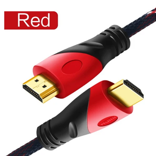 Высокоскоростной HDMI кабель позолоченный Соединитель с красной, черно-белой сеткой 1080 P, 0,5 m, 1 m, 1,5 m, 2 m, 3 m, 5 m, 8 m, 10m - Цвет: Красный