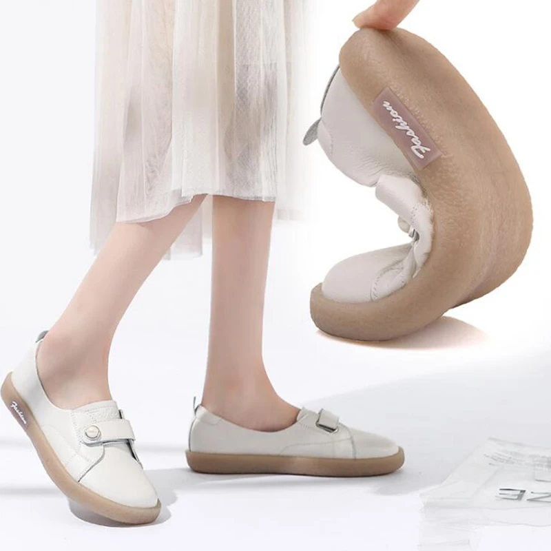 Женская Белая обувь женские слипоны из натуральной кожи с закрытым носком лоферы