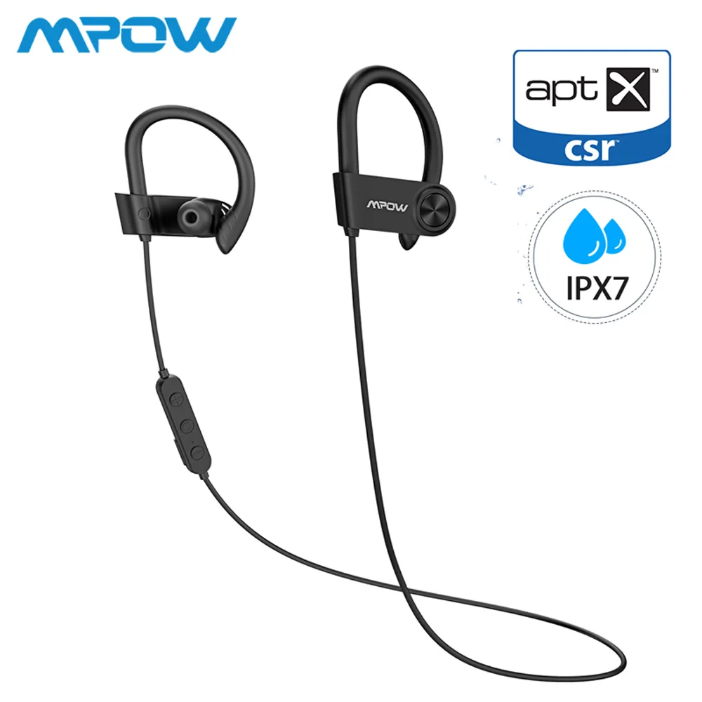 Black Mpow D9 Bluetooth 5,0 беспроводные наушники 16-18H Playtime ipx7 водонепроницаемые спортивные наушники с поддержкой APTX для Android iPhone samsung - Цвет: Black