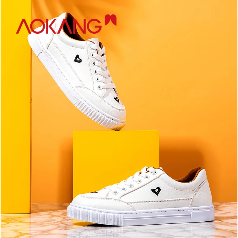 AOKANG kanglong/модные кроссовки женская обувь Новинка Вулканизированная на платформе