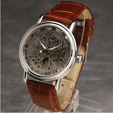 2015 мода стимпанк наручные часы женщин новый автоматические золотая ручка ветер