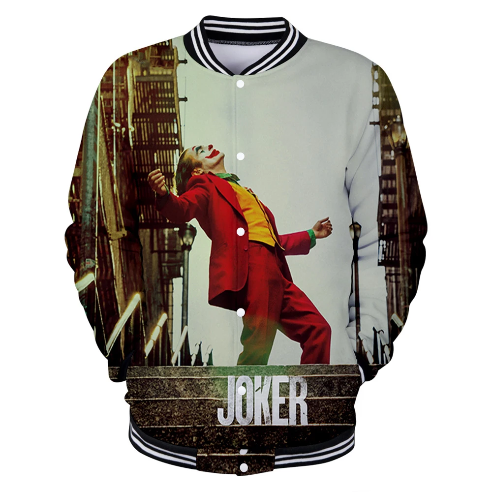 

Joker Origin Movie Joker 2019 Joaquin Phoenix Arthur Fleck 3D print Baseball uniform Men/Women Harajuku Baseball Jackets clothes