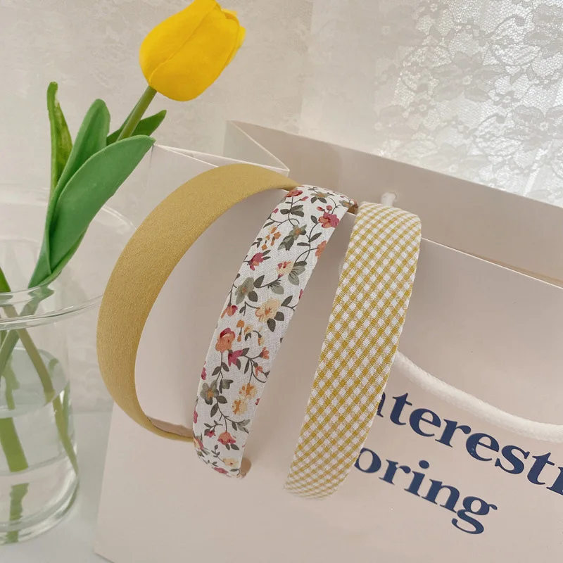 

3pcs Vintage Floral Wide Headbands Solid Flower Plaids Hairbands Set for Women Head Wrap Girls Tiara Elegant Headwear