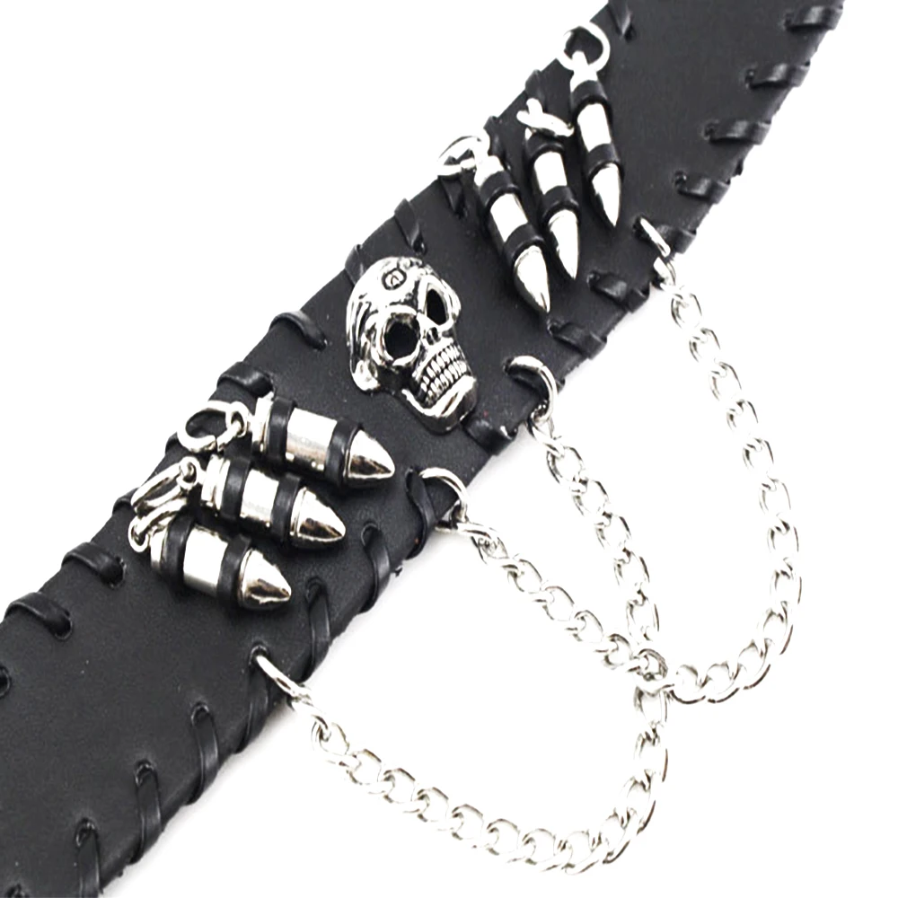 Унисекс черного цвета из искусственной кожи классный браслет с пулями