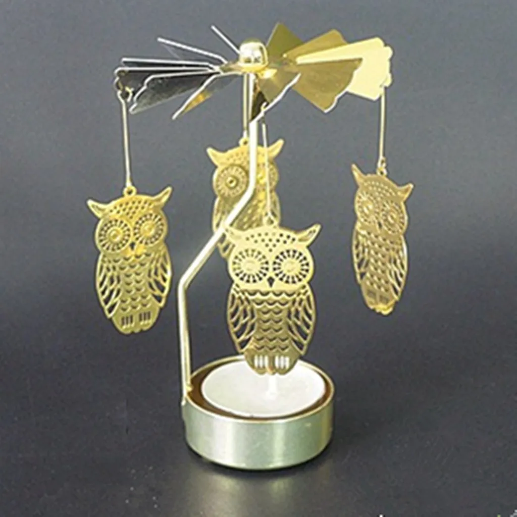 Вращающаяся подставка для свечей крутящаяся металлическая карусельная чайный