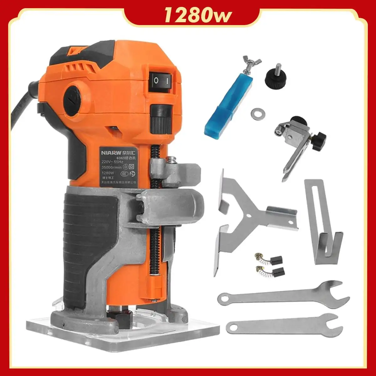 

Wood Trimming Machine 1280W 35000RPM Electric Hand Carving Trimmer Woodworking Tool Wood Laminator Edge Milling Slotting Machine