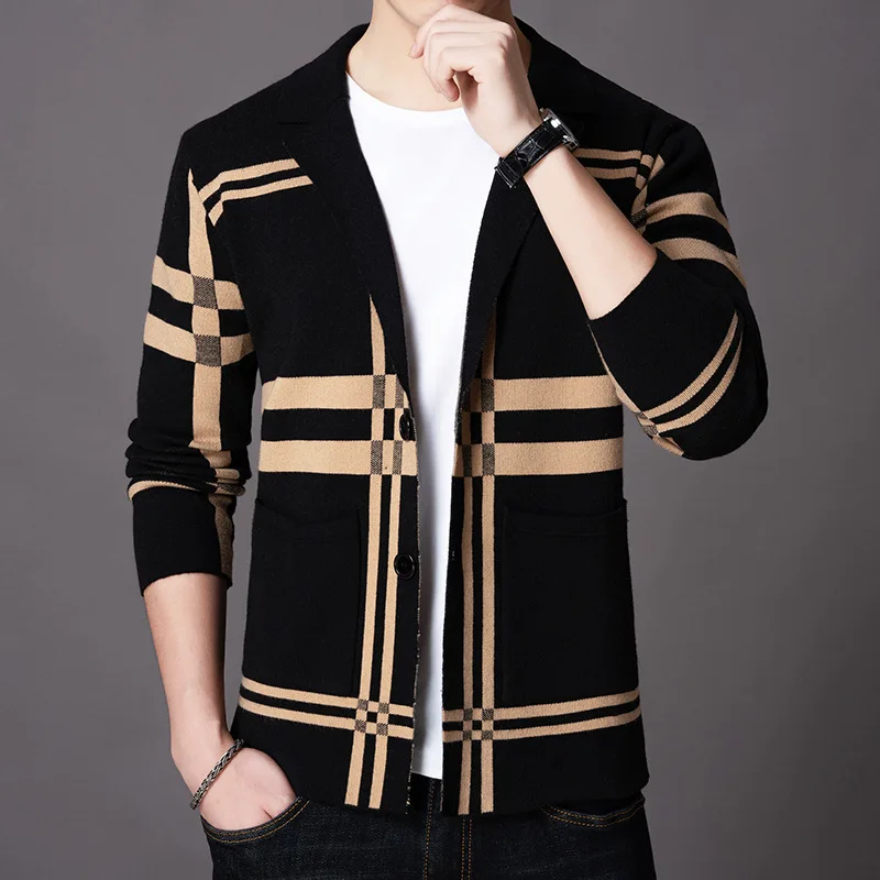 

Cardigan Men Sweater 2022 Spring And Autumn New Casual Knitwear Thin Fashion Korean Mixed Colors Coat Hairstylist Clothing