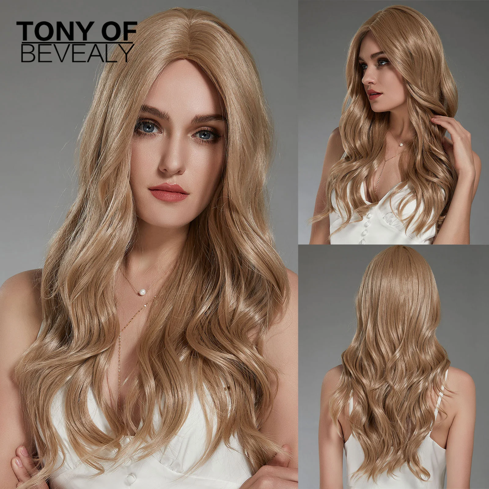 

Lace Front Synthetic Hair Wigs Long Wavy Blonde Middle Part Lace Wigs for Women High Density Heat Resistant Natural Wigs