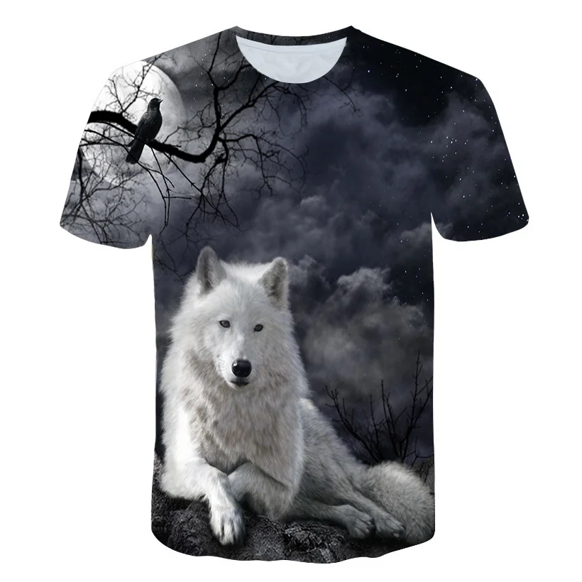 

Children's Animal T-Shirt Children for Boy Girls Kids Shinning Wolf Moon TShirts Child Baby Tee Tops Clothing Short Sleeve 3-14t