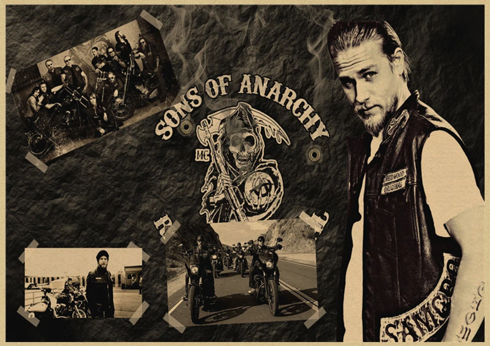 Плакат Сыновья Анархии из классического фильма постер крафт-бумаги для бара кафе