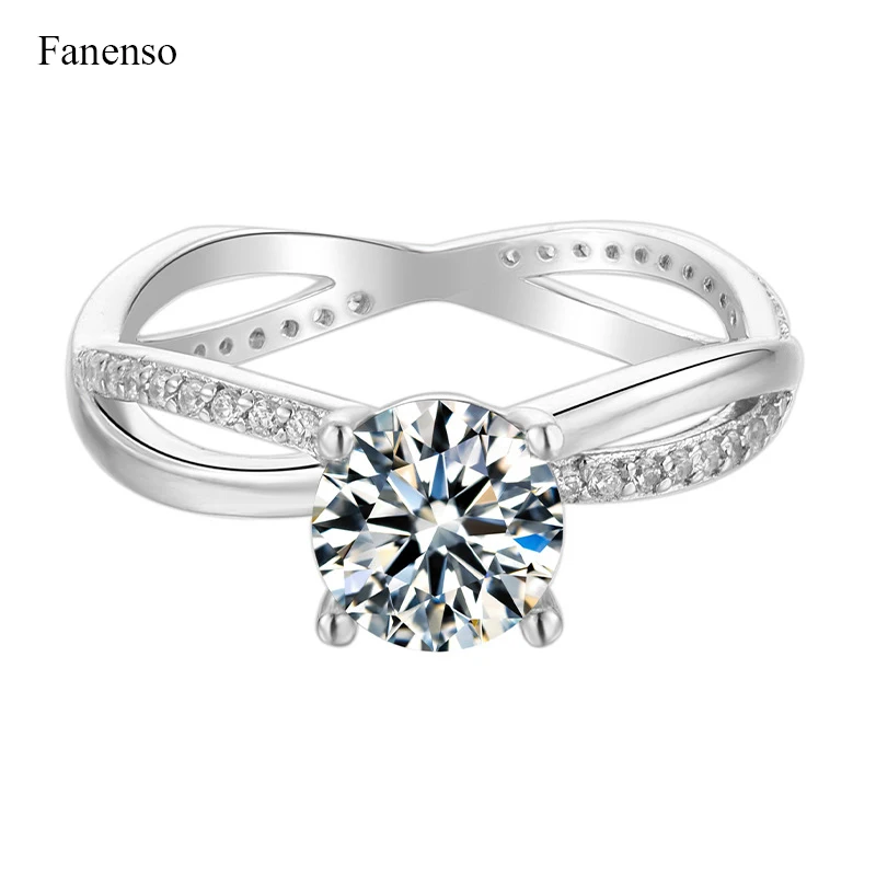 

Fanenso Women Micro-Inlaid 1 Carat Moissanite Ring 925 Silver Fashion Jewelry Engagement Valentine's Day Girlfriend Gift