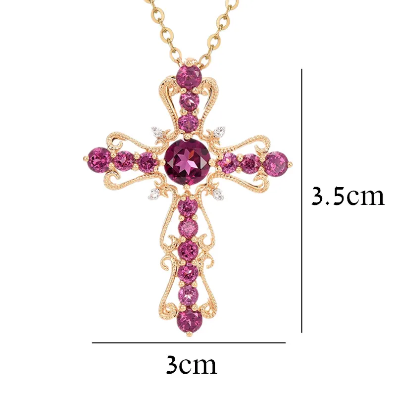 Женская Цепочка-чокер с кулоном в виде креста фиолетовыми кристаллами |
