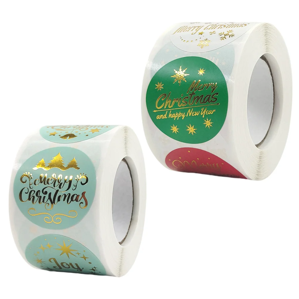 

2 Rolls Christmas Gift Decals Gift Labels Self-adhesive Stickers (Assorted Color)
