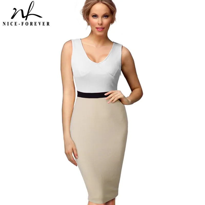 Женское платье Nice forever офисное облегающее в стиле пэчворк на лето 2019|Женские